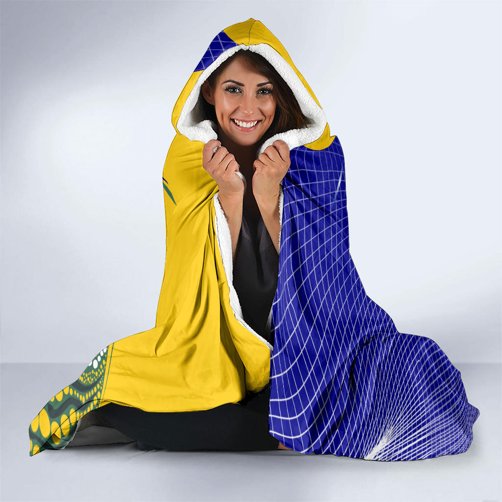 Personalized Australia Swimming Athlete Hooded Blanket Aboriginal Dot Pattern Competitive Swimmer Patriotic