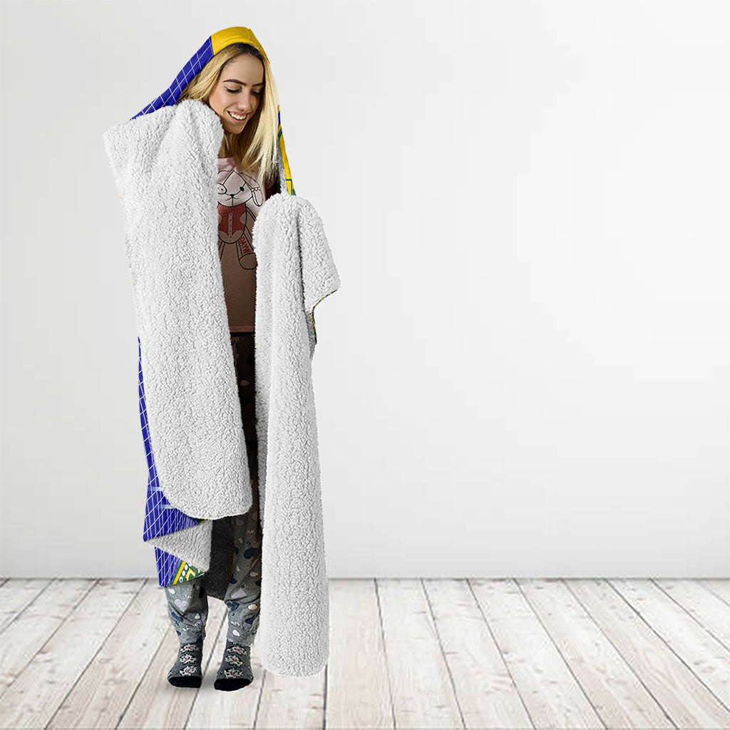 Personalized Australia Swimming Athlete Hooded Blanket Aboriginal Dot Pattern Competitive Swimmer Patriotic