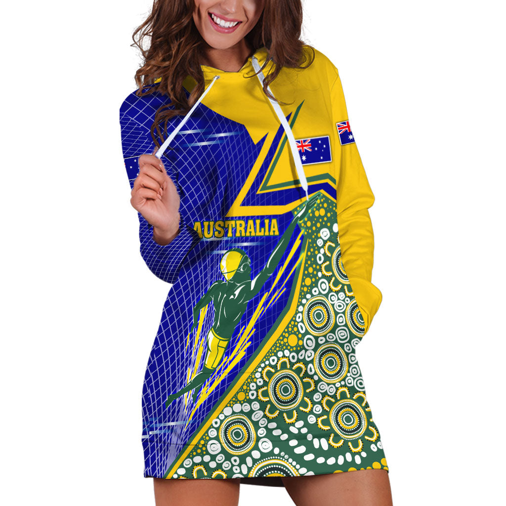 Personalized Australia Swimming Athlete Hoodie Dress Aboriginal Dot Pattern Competitive Swimmer Patriotic