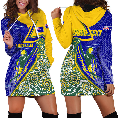 Personalized Australia Swimming Athlete Hoodie Dress Aboriginal Dot Pattern Competitive Swimmer Patriotic