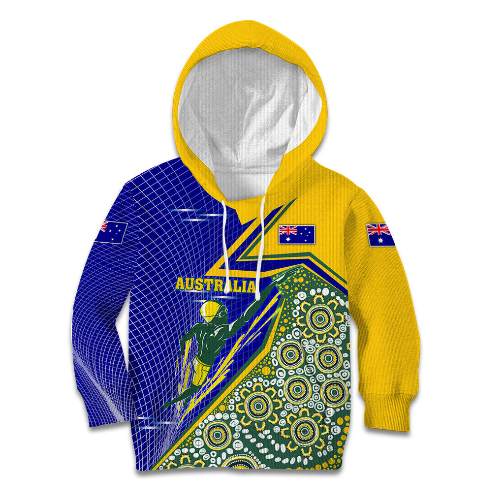 Personalized Australia Swimming Athlete Kid Hoodie Aboriginal Dot Pattern Competitive Swimmer Patriotic