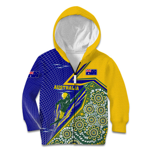 Personalized Australia Swimming Athlete Kid Hoodie Aboriginal Dot Pattern Competitive Swimmer Patriotic