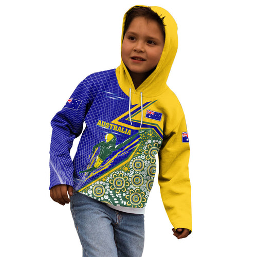 Personalized Australia Swimming Athlete Kid Hoodie Aboriginal Dot Pattern Competitive Swimmer Patriotic