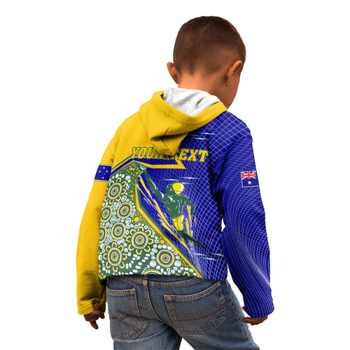 Personalized Australia Swimming Athlete Kid Hoodie Aboriginal Dot Pattern Competitive Swimmer Patriotic