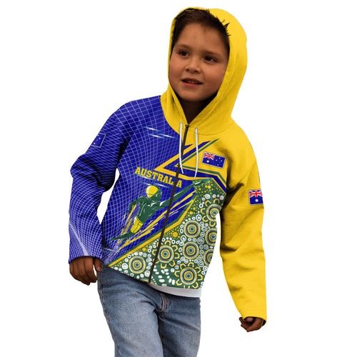 Personalized Australia Swimming Athlete Kid Hoodie Aboriginal Dot Pattern Competitive Swimmer Patriotic