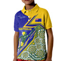 Personalized Australia Swimming Athlete Kid Polo Shirt Aboriginal Dot Pattern Competitive Swimmer Patriotic