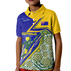Personalized Australia Swimming Athlete Kid Polo Shirt Aboriginal Dot Pattern Competitive Swimmer Patriotic