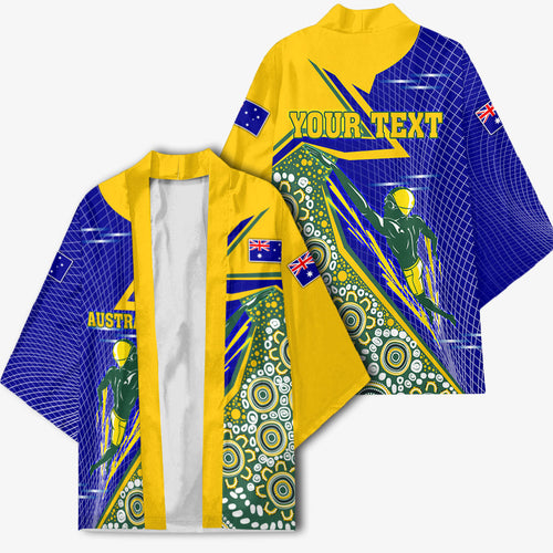 Personalized Australia Swimming Athlete Kimono Aboriginal Dot Pattern Competitive Swimmer Patriotic