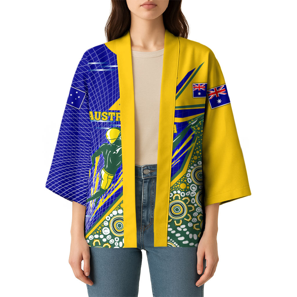 Personalized Australia Swimming Athlete Kimono Aboriginal Dot Pattern Competitive Swimmer Patriotic