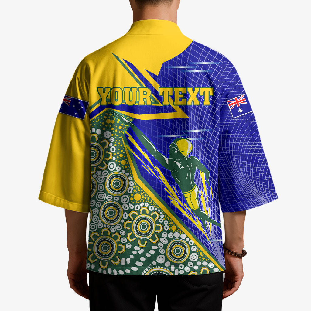 Personalized Australia Swimming Athlete Kimono Aboriginal Dot Pattern Competitive Swimmer Patriotic