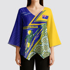 Personalized Australia Swimming Athlete Kimono Sleeve Blouse Aboriginal Dot Pattern Competitive Swimmer Patriotic