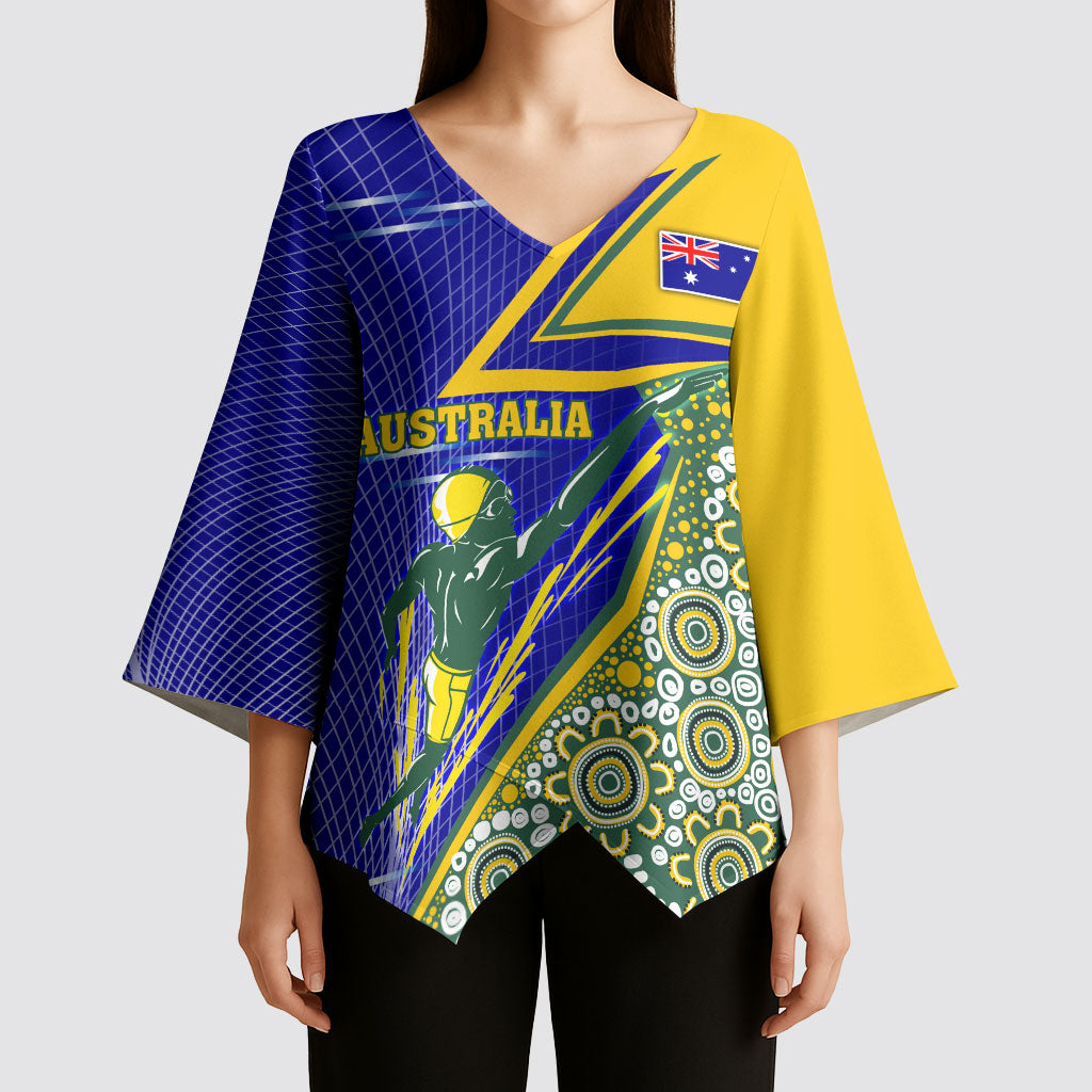 Personalized Australia Swimming Athlete Kimono Sleeve Blouse Aboriginal Dot Pattern Competitive Swimmer Patriotic