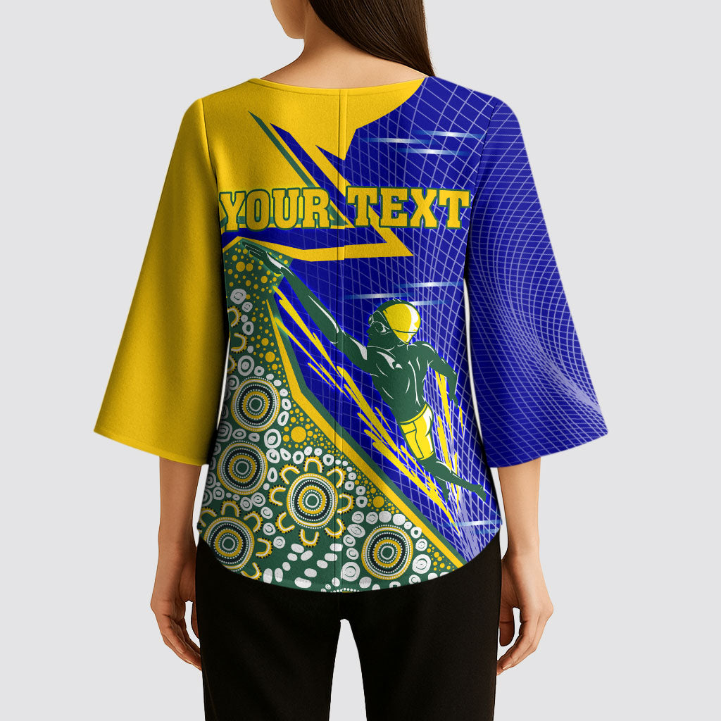 Personalized Australia Swimming Athlete Kimono Sleeve Blouse Aboriginal Dot Pattern Competitive Swimmer Patriotic