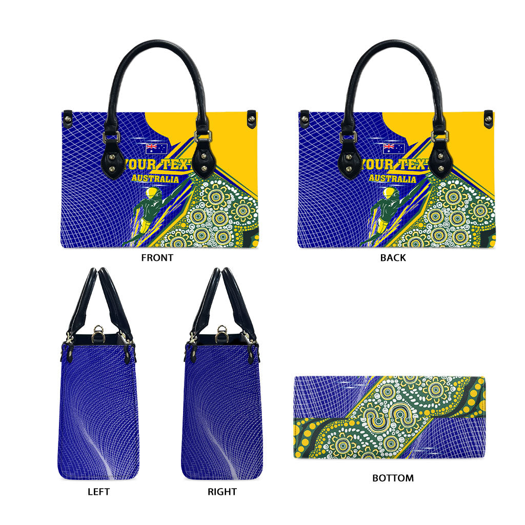 Personalized Australia Swimming Athlete Leather Bag Aboriginal Dot Pattern Competitive Swimmer Patriotic