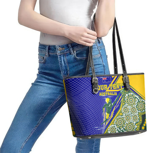 Personalized Australia Swimming Athlete Leather Tote Bag Aboriginal Dot Pattern Competitive Swimmer Patriotic