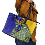 Personalized Australia Swimming Athlete Leather Tote Bag Aboriginal Dot Pattern Competitive Swimmer Patriotic