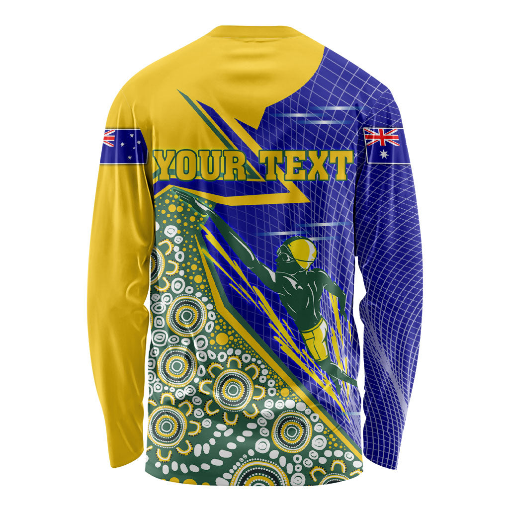 Personalized Australia Swimming Athlete Long Sleeve Shirt Aboriginal Dot Pattern Competitive Swimmer Patriotic