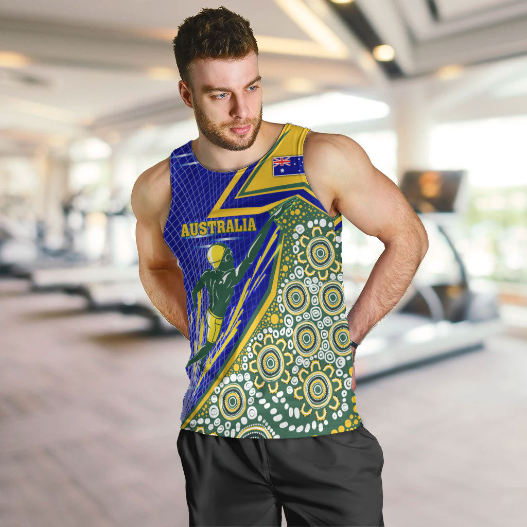 Personalized Australia Swimming Athlete Men Tank Top Aboriginal Dot Pattern Competitive Swimmer Patriotic