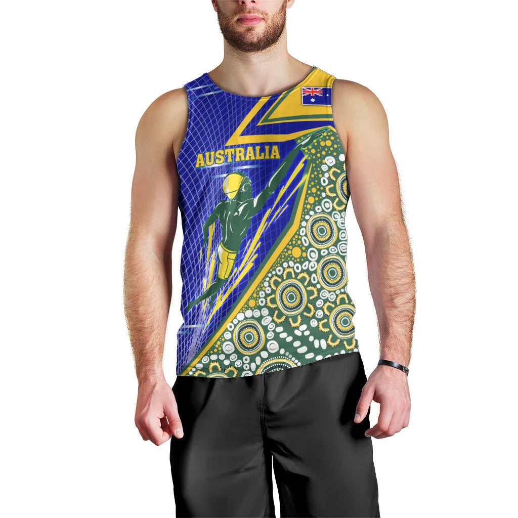 Personalized Australia Swimming Athlete Men Tank Top Aboriginal Dot Pattern Competitive Swimmer Patriotic
