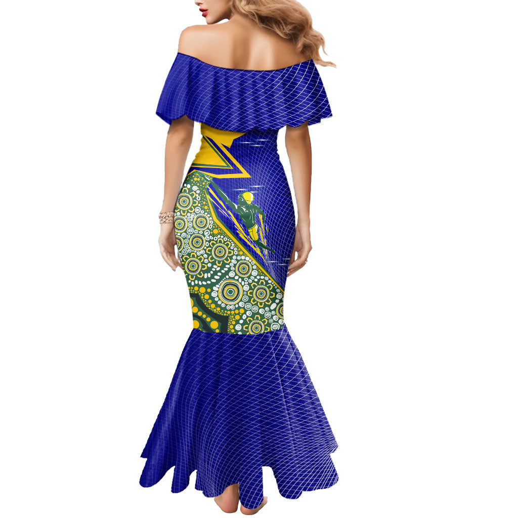 Personalized Australia Swimming Athlete Mermaid Dress Aboriginal Dot Pattern Competitive Swimmer Patriotic
