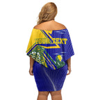 Personalized Australia Swimming Athlete Off Shoulder Short Dress Aboriginal Dot Pattern Competitive Swimmer Patriotic