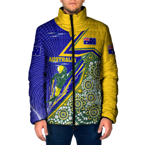 Personalized Australia Swimming Athlete Padded Jacket Aboriginal Dot Pattern Competitive Swimmer Patriotic