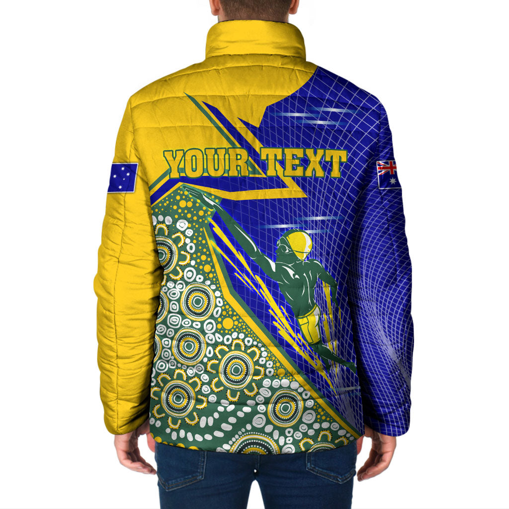 Personalized Australia Swimming Athlete Padded Jacket Aboriginal Dot Pattern Competitive Swimmer Patriotic