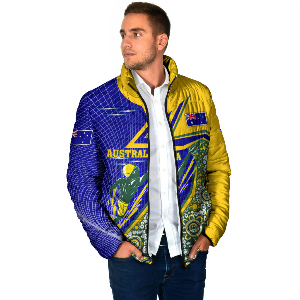 Personalized Australia Swimming Athlete Padded Jacket Aboriginal Dot Pattern Competitive Swimmer Patriotic