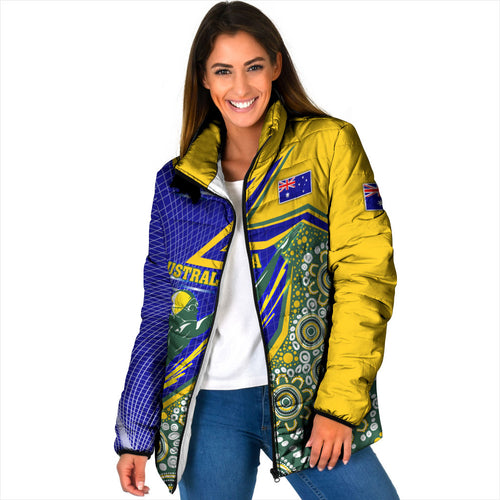 Personalized Australia Swimming Athlete Padded Jacket Aboriginal Dot Pattern Competitive Swimmer Patriotic