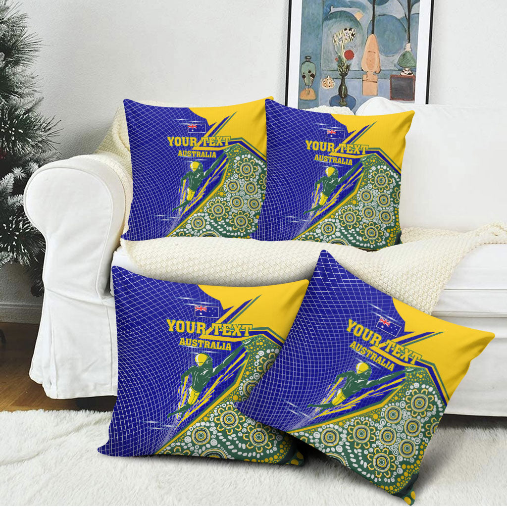Personalized Australia Swimming Athlete Pillow Cover Aboriginal Dot Pattern Competitive Swimmer Patriotic