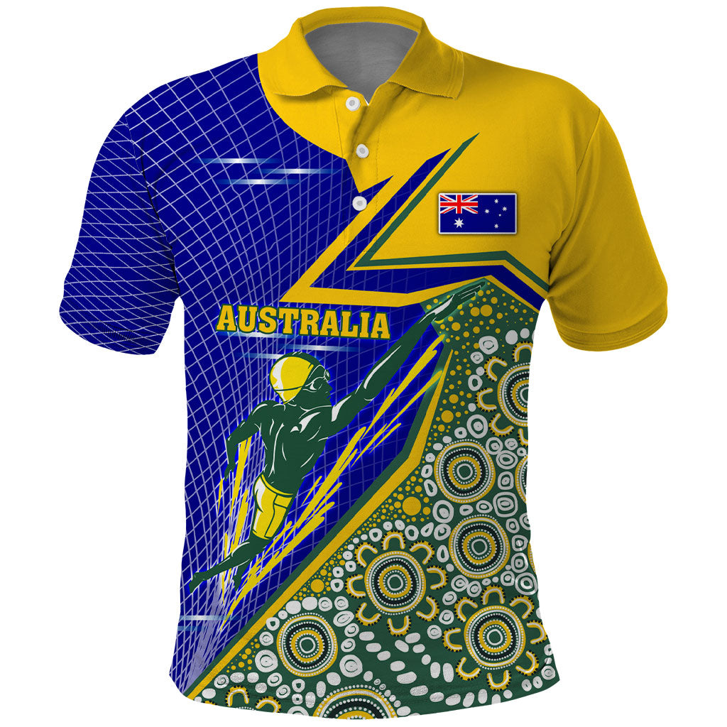 Personalized Australia Swimming Athlete Polo Shirt Aboriginal Dot Pattern Competitive Swimmer Patriotic