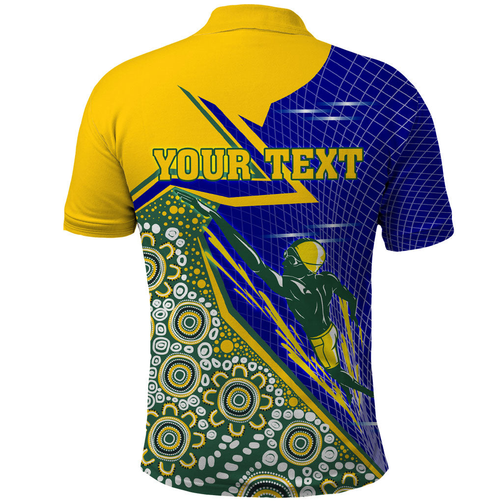 Personalized Australia Swimming Athlete Polo Shirt Aboriginal Dot Pattern Competitive Swimmer Patriotic