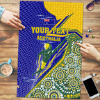 Personalized Australia Swimming Athlete Puzzle Aboriginal Dot Pattern Competitive Swimmer Patriotic