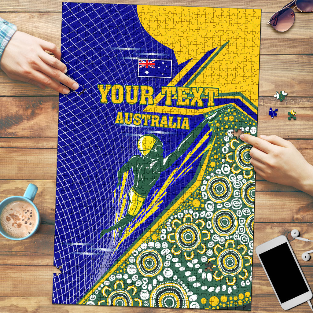Personalized Australia Swimming Athlete Puzzle Aboriginal Dot Pattern Competitive Swimmer Patriotic