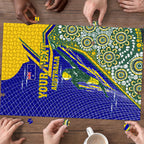 Personalized Australia Swimming Athlete Puzzle Aboriginal Dot Pattern Competitive Swimmer Patriotic