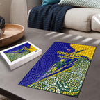 Personalized Australia Swimming Athlete Puzzle Aboriginal Dot Pattern Competitive Swimmer Patriotic