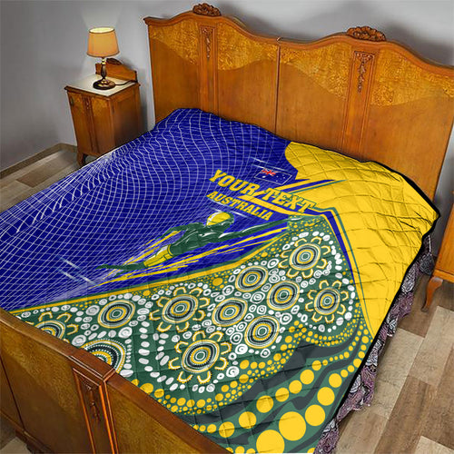 Personalized Australia Swimming Athlete Quilt Aboriginal Dot Pattern Competitive Swimmer Patriotic