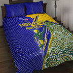 Personalized Australia Swimming Athlete Quilt Bed Set Aboriginal Dot Pattern Competitive Swimmer Patriotic