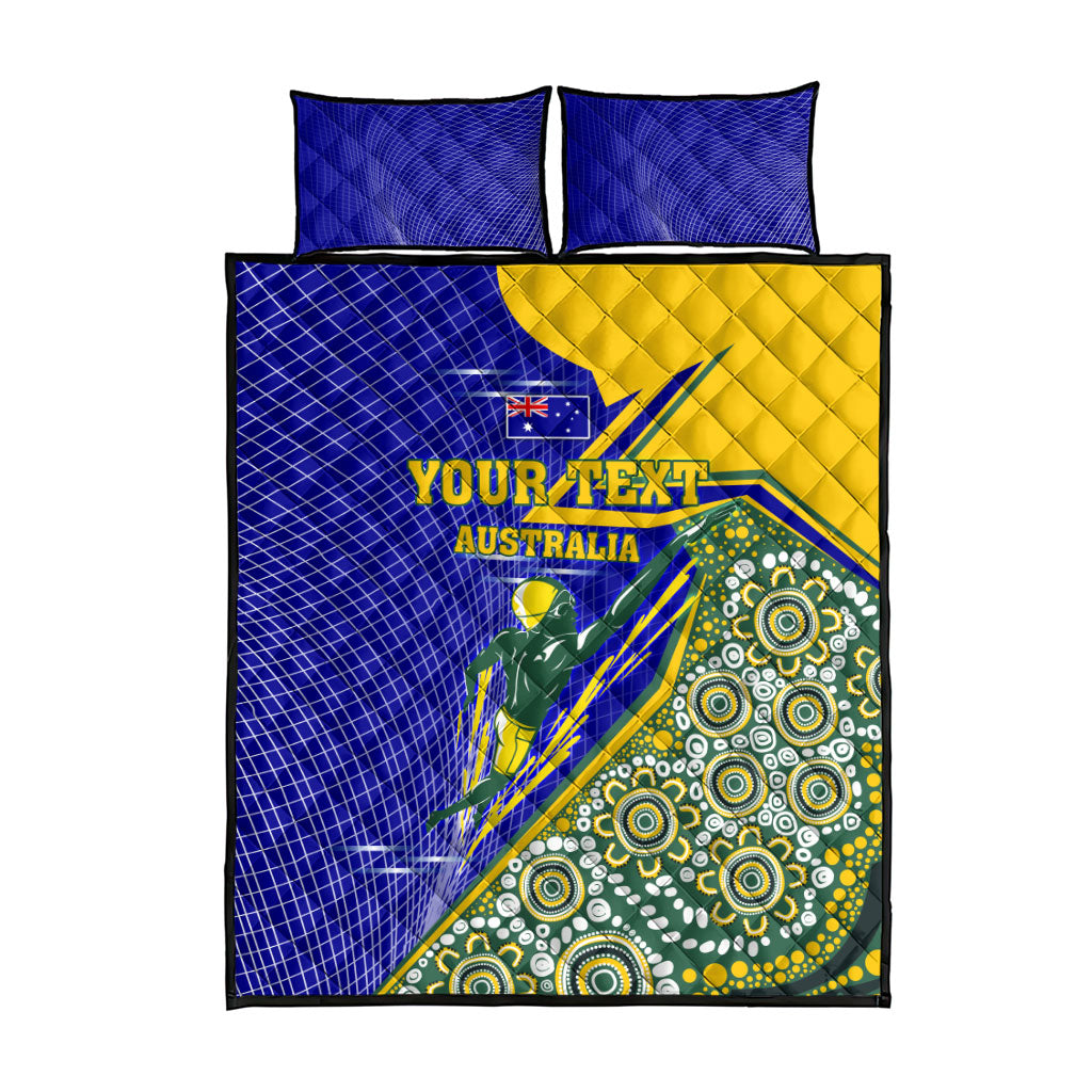 Personalized Australia Swimming Athlete Quilt Bed Set Aboriginal Dot Pattern Competitive Swimmer Patriotic