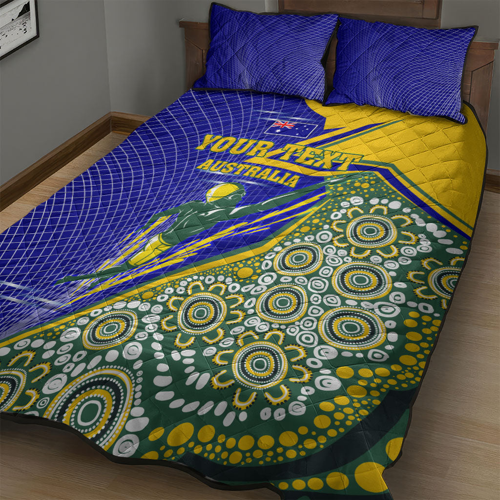 Personalized Australia Swimming Athlete Quilt Bed Set Aboriginal Dot Pattern Competitive Swimmer Patriotic