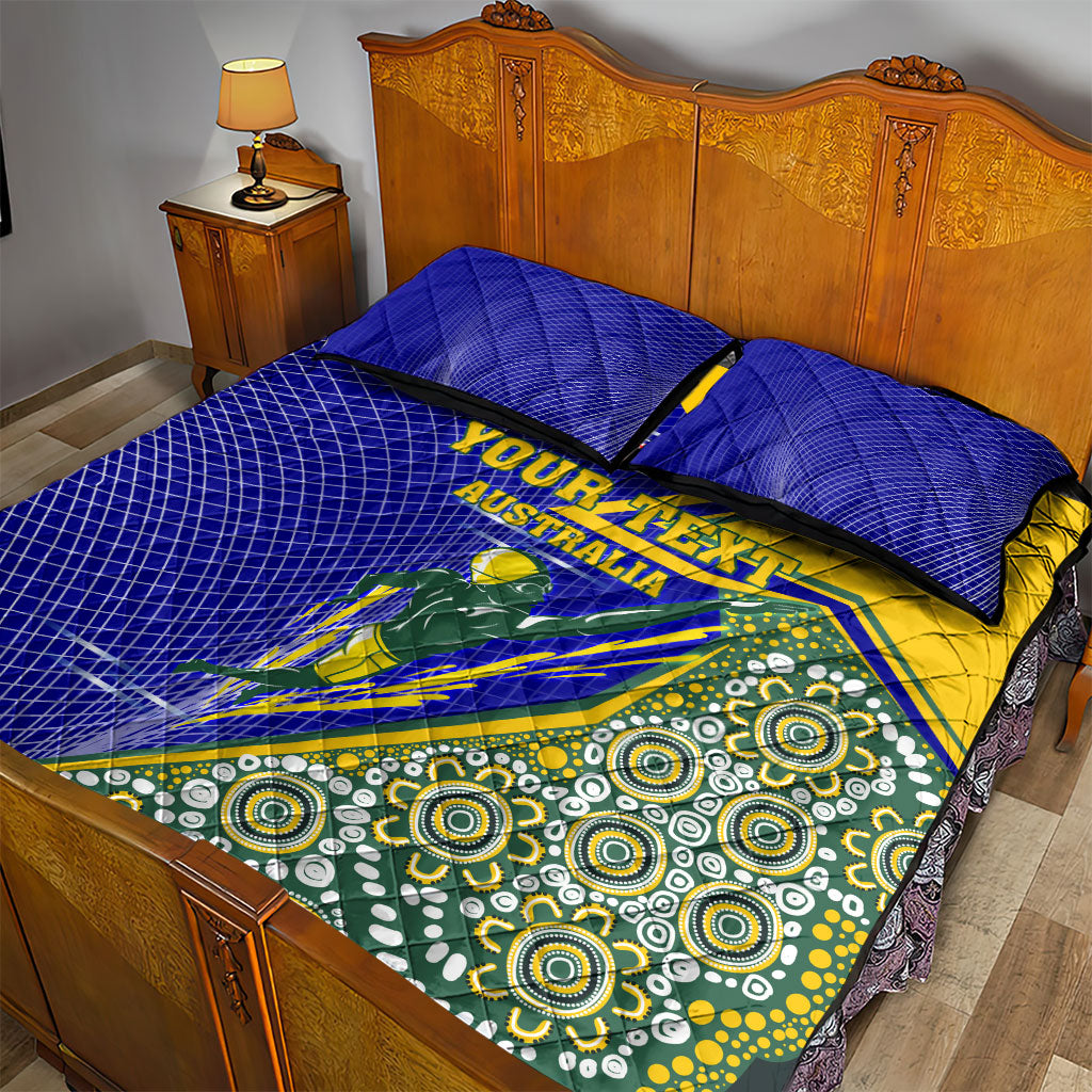 Personalized Australia Swimming Athlete Quilt Bed Set Aboriginal Dot Pattern Competitive Swimmer Patriotic