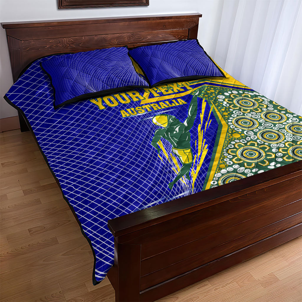 Personalized Australia Swimming Athlete Quilt Bed Set Aboriginal Dot Pattern Competitive Swimmer Patriotic
