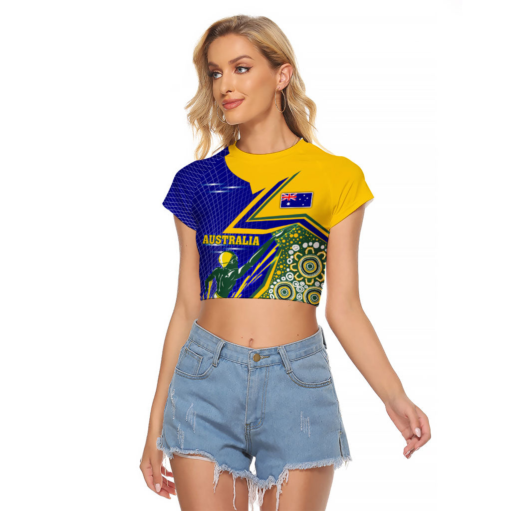 Personalized Australia Swimming Athlete Raglan Cropped T Shirt Aboriginal Dot Pattern Competitive Swimmer Patriotic