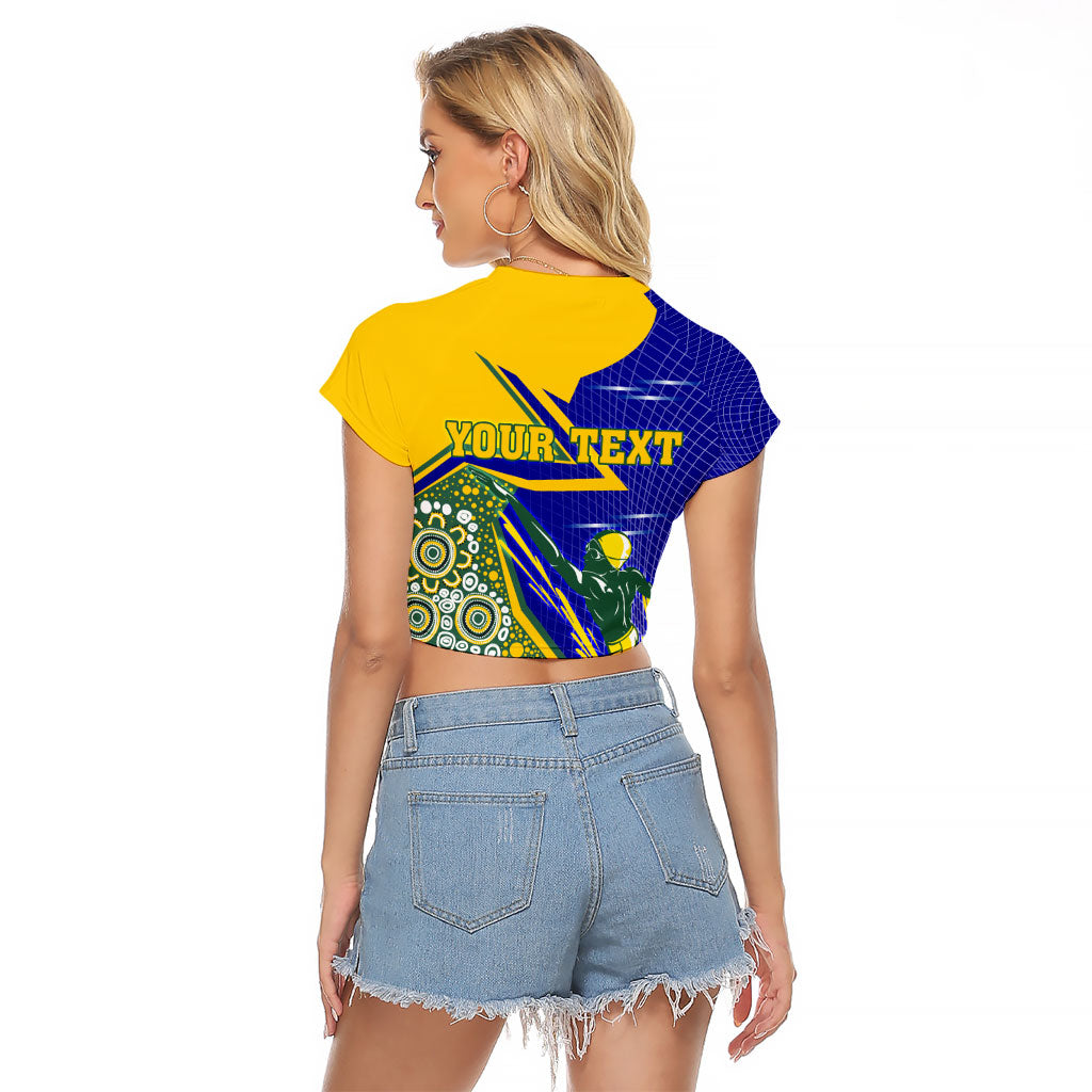 Personalized Australia Swimming Athlete Raglan Cropped T Shirt Aboriginal Dot Pattern Competitive Swimmer Patriotic