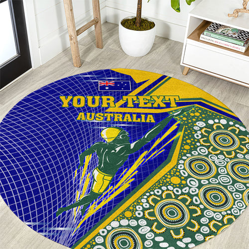 Personalized Australia Swimming Athlete Round Carpet Aboriginal Dot Pattern Competitive Swimmer Patriotic