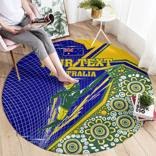 Personalized Australia Swimming Athlete Round Carpet Aboriginal Dot Pattern Competitive Swimmer Patriotic