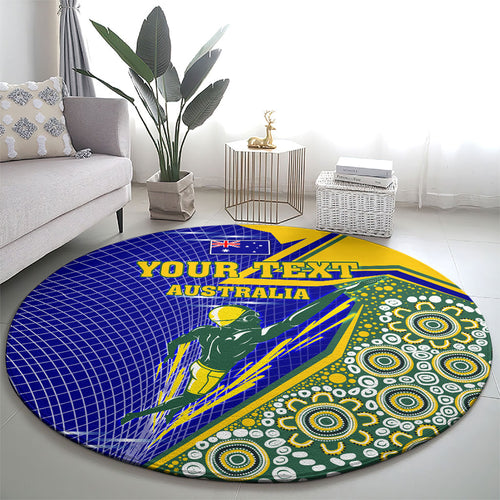 Personalized Australia Swimming Athlete Round Carpet Aboriginal Dot Pattern Competitive Swimmer Patriotic