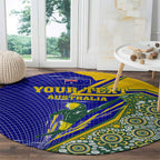 Personalized Australia Swimming Athlete Round Carpet Aboriginal Dot Pattern Competitive Swimmer Patriotic
