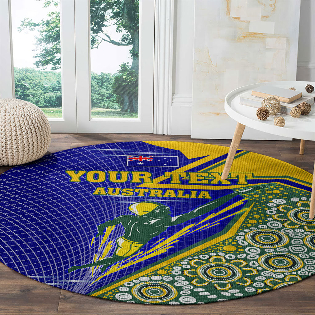 Personalized Australia Swimming Athlete Round Carpet Aboriginal Dot Pattern Competitive Swimmer Patriotic