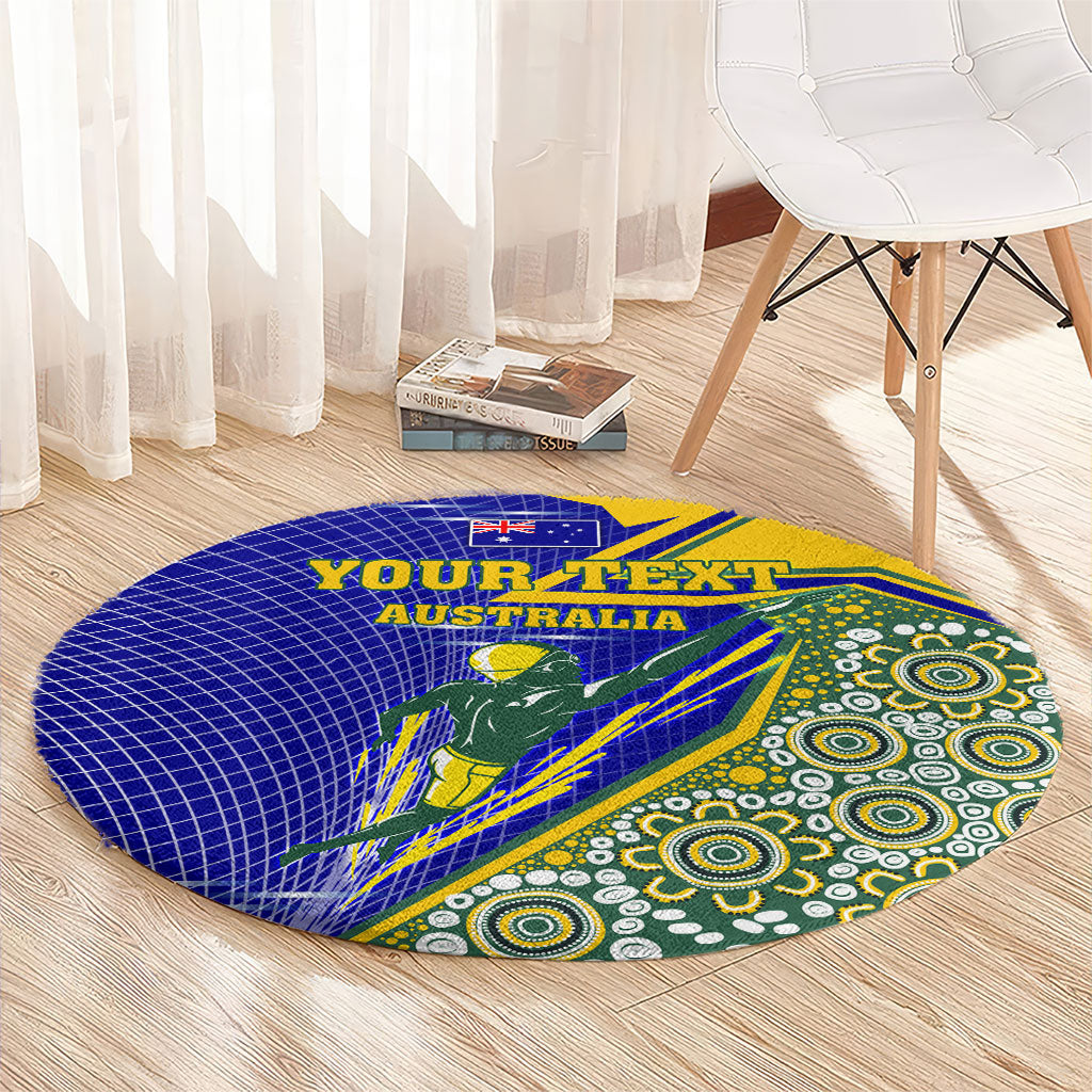 Personalized Australia Swimming Athlete Round Carpet Aboriginal Dot Pattern Competitive Swimmer Patriotic